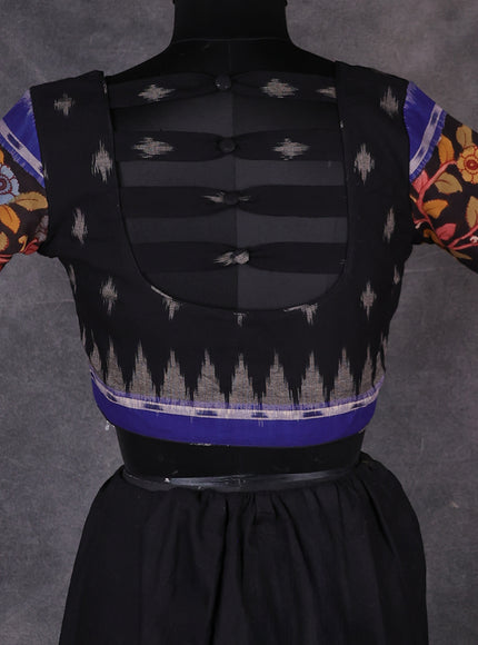 Black - Blue Cotton Ikat Readymade Blouse