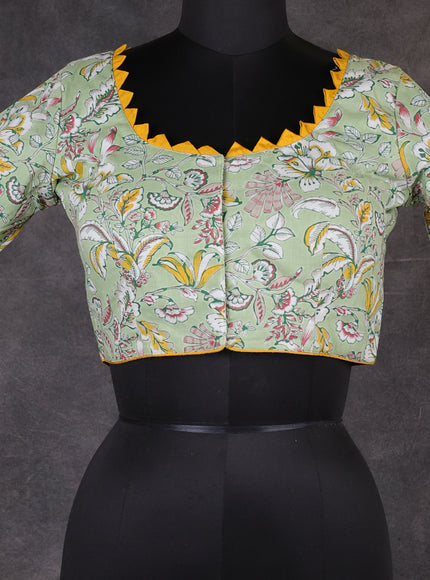 Pista Green Printed Readymade Blouse