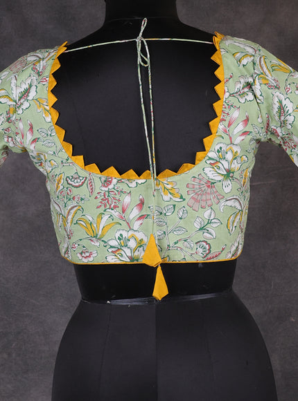 Pista Green Printed Readymade Blouse
