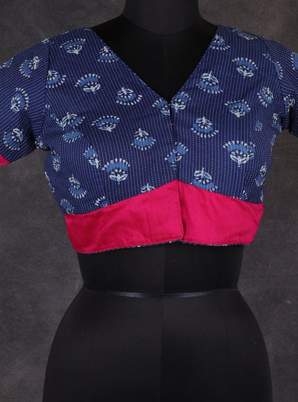 Blue Cotton Printed Readymade Blouse