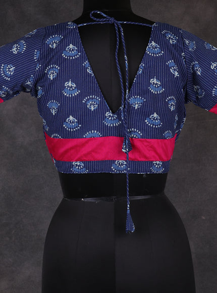 Blue Cotton Printed Readymade Blouse