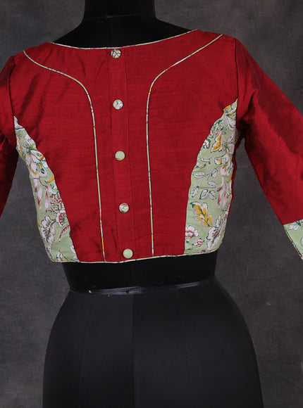 Maroon Raw Silk Readymade Blouse