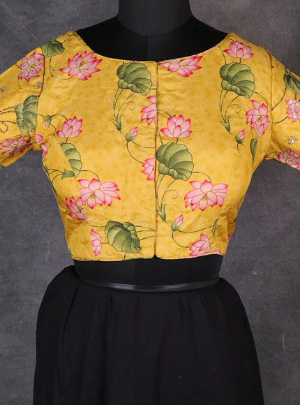 Yellow Tussar Kalamkari Pita Work Readymade Blouse