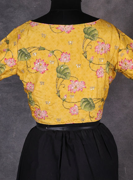Yellow Tussar Kalamkari Pita Work Readymade Blouse