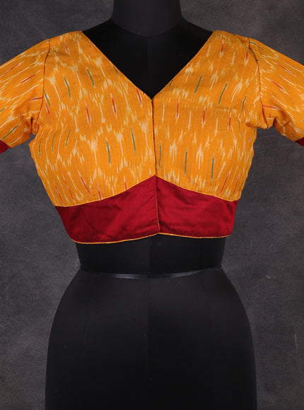 Yellow Cotton Ikat Readymade Blouse