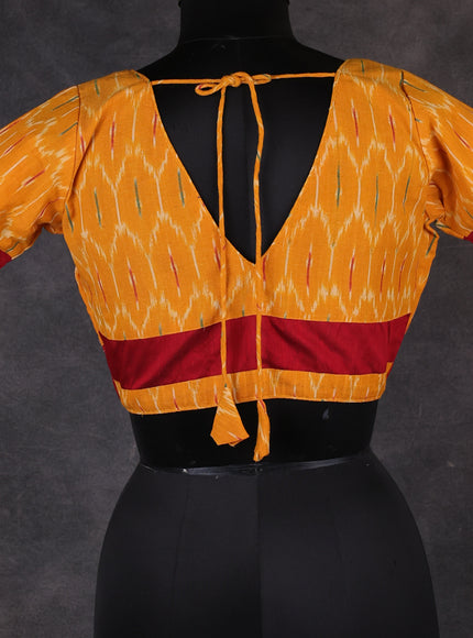 Yellow Cotton Ikat Readymade Blouse