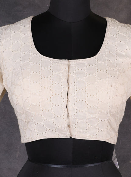 Cream Cotton Hakoba Readymade Blouse