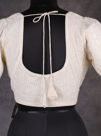 Cream Cotton Hakoba Readymade Blouse