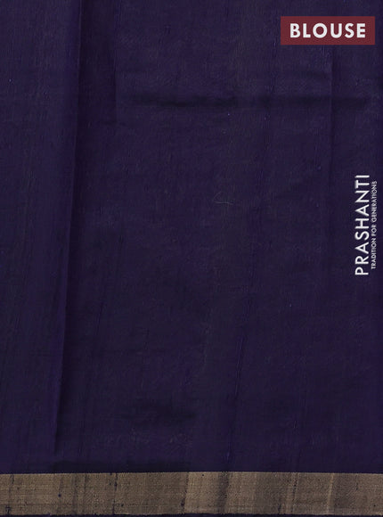 Pure dupion silk saree dark blue with zari woven buttas and zari woven border