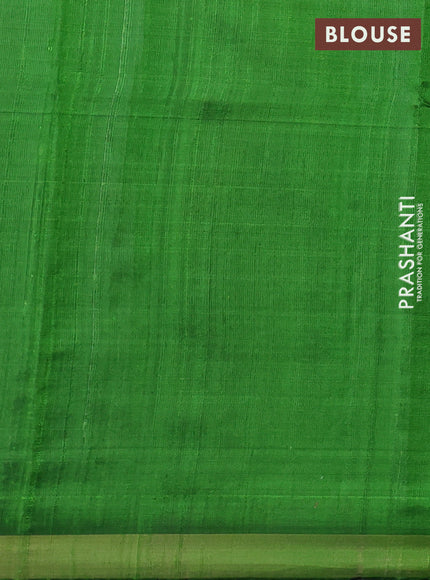 Pure dupion silk saree parrot green with zari woven buttas and zari woven border
