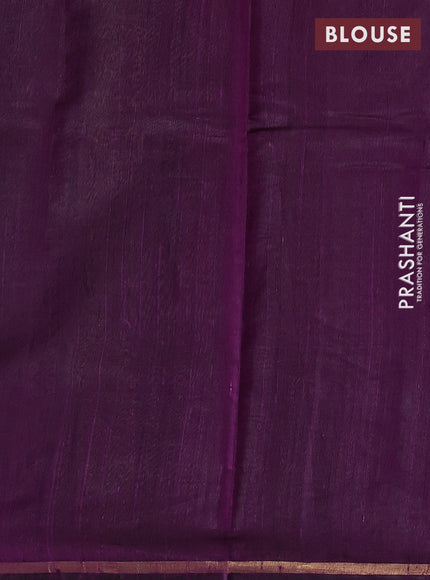 Pure dupion silk saree magenta pink and purple with thread & zari woven buttas and temple design border