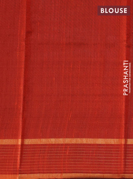 Pure dupion silk saree orange with zari woven buttas and zari woven checked border