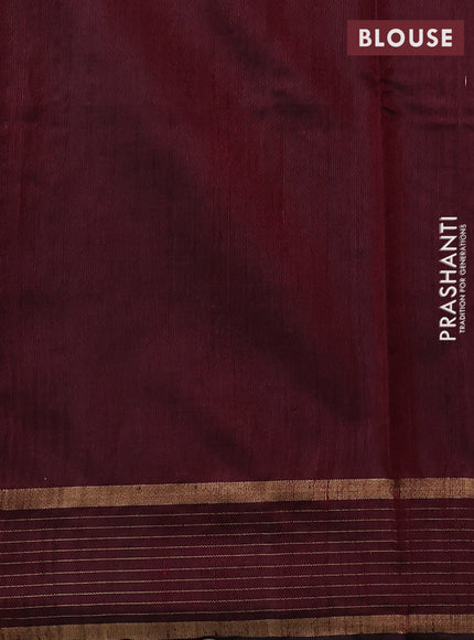 Pure dupion silk saree maroon with zari woven buttas and zari woven checked border