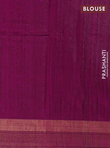 Pure dupion silk saree mauve pink and purple with plain body and temple design zari woven butta border