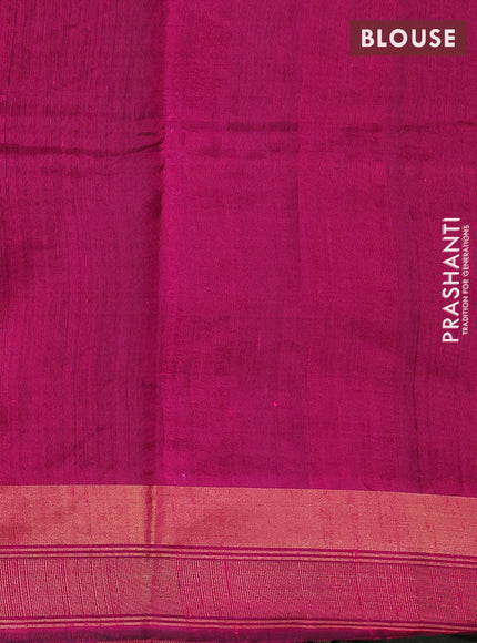 Pure dupion silk saree purple and pink with plain body and temple design zari woven butta border