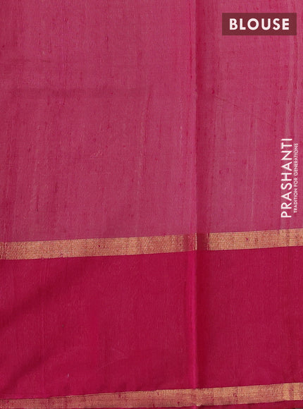 Pure dupion silk saree cream and pink with thread woven buttas and zari woven border