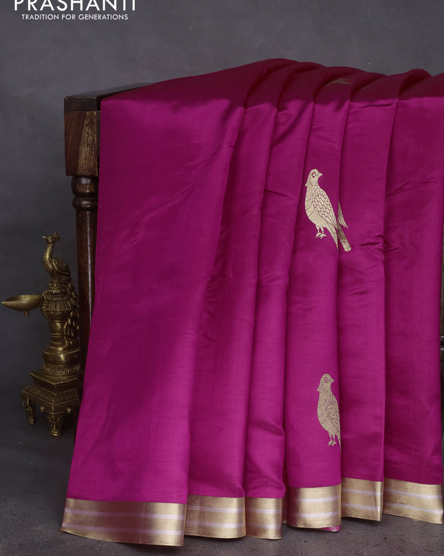 Poona silk saree pink with zari woven buttas and zari woven border