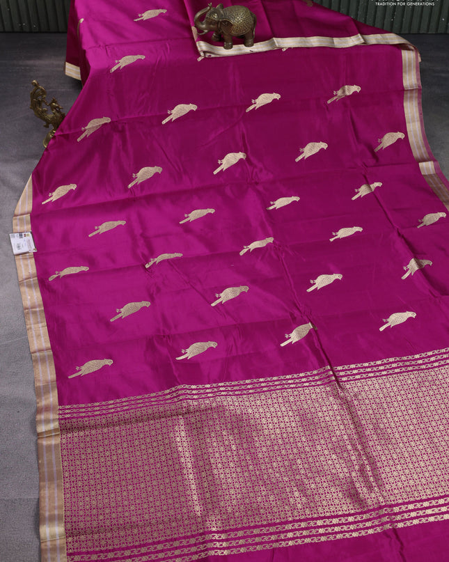 Poona silk saree pink with zari woven buttas and zari woven border