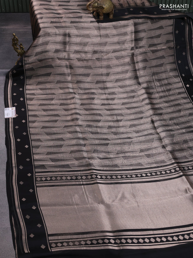 Banarasi katan silk saree black with allover zari woven brocade weaves and zari woven butta border