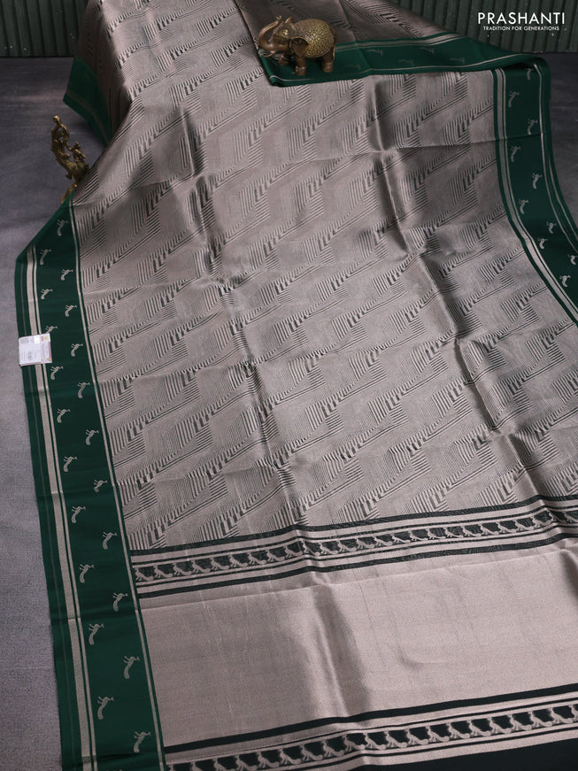 Banarasi katan silk saree green with allover silver zari woven brocade weaves and zari woven butta border