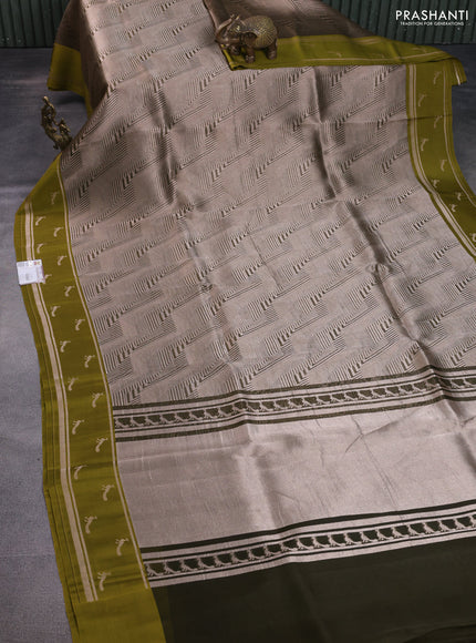 Banarasi katan silk saree mehendi green with allover zari woven brocade weaves and zari woven butta border