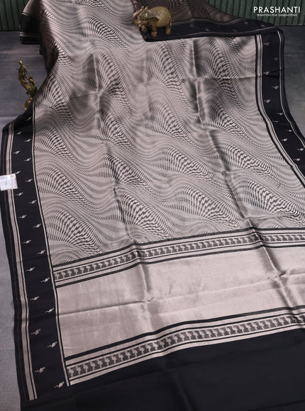 Banarasi katan silk saree black with allover zari woven brocade weaves and zari woven butta border