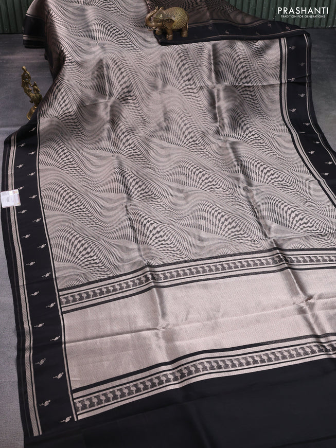 Banarasi katan silk saree black with allover zari woven brocade weaves and zari woven butta border