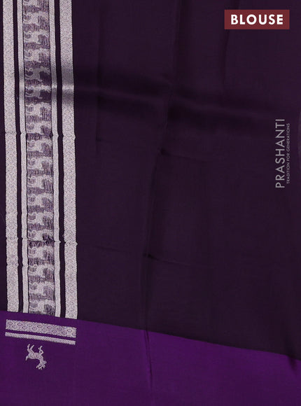 Banarasi katan silk saree violet with allover silver zari woven brocade weaves and zari woven butta border
