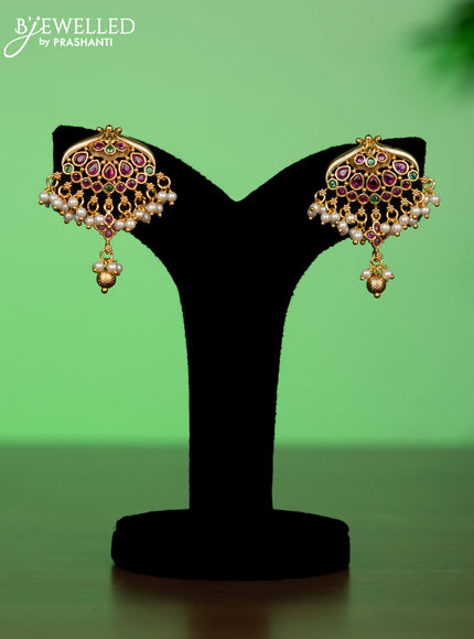 Antique attigai necklace with kemp stones and pearl & golden beads hangings