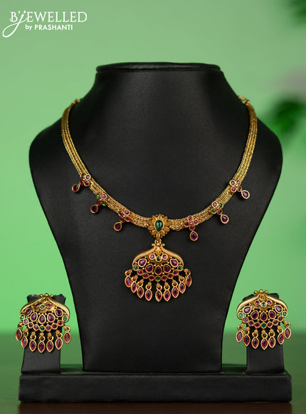 Antique attigai necklace with kemp stones and hangings