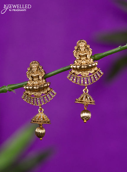 Antique jhumka lakshmi design with cz stones and hanging