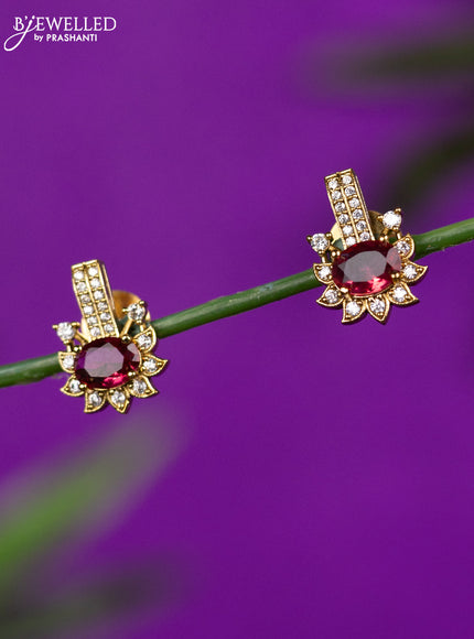 Antique earrings with ruby and cz stones