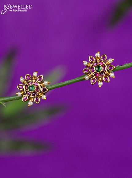 Antique earrings with kemp stones and pearls