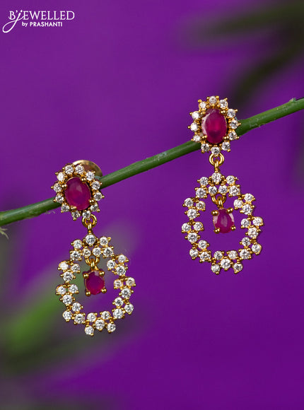 Antique earrings with ruby and cz stones