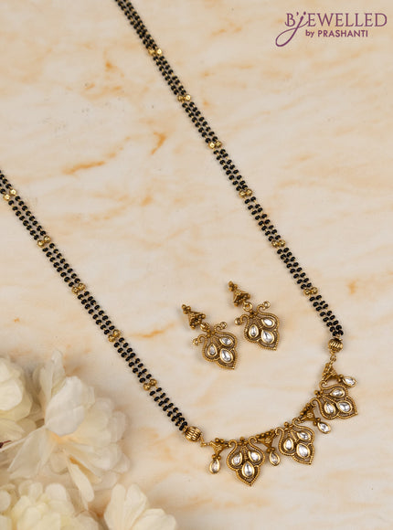 Antique necklace with kemp & cz stones and pearl & green beads hangings