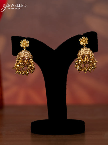Antique necklace lakshmi kasu design with kemp jadau kundan stones