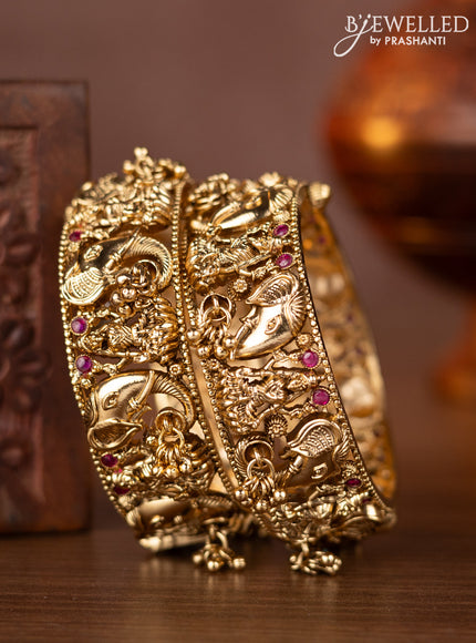 Antique necklace lakshmi design with kemp jadau kundan stones and pearl & golden beads hangings