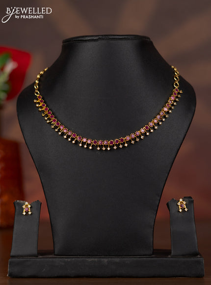 Antique necklace with ruby and cz stones