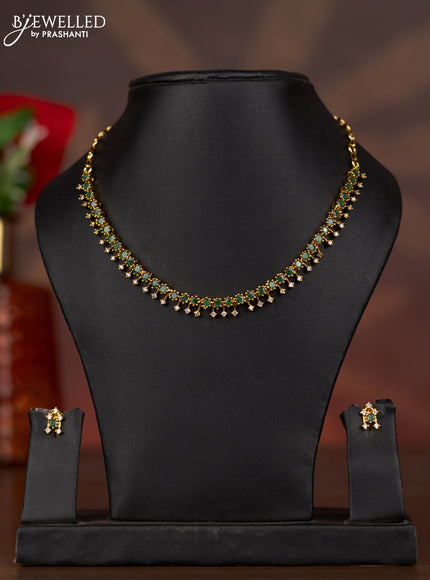 Antique necklace with emerald and cz stones