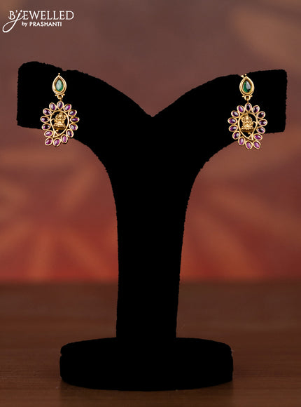 Antique necklace with lakshmi design and kemp stones