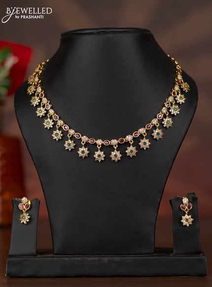Antique necklace with kemp and cz stones