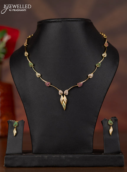 Antique necklace with kemp and cz stones