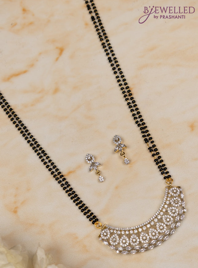 Mangalsutra double layer with cz stones in gold finish