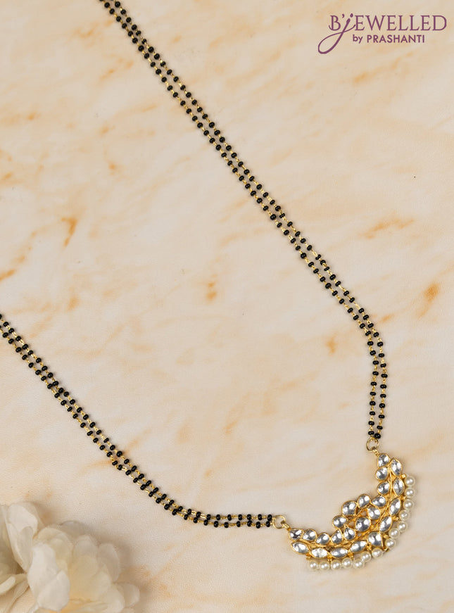 Mangalsutra double layer with kundan stones and pearls without earrings