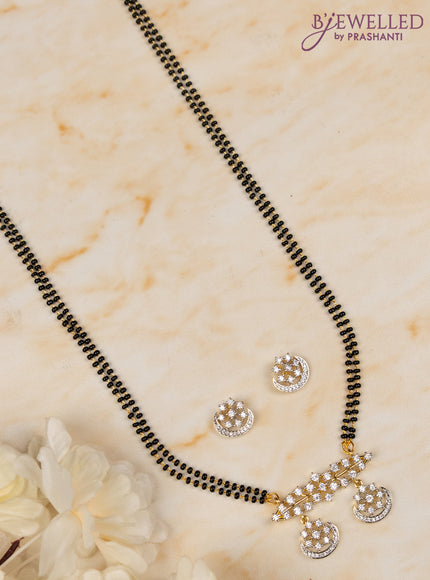 Mangalsutra double layer with cz stones in gold finish