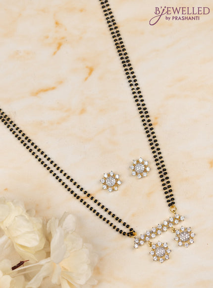 Mangalsutra double layer with cz stones in gold finish