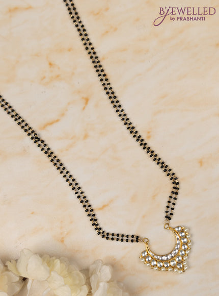 Mangalsutra double layer with kundan stones and pearls without earrings
