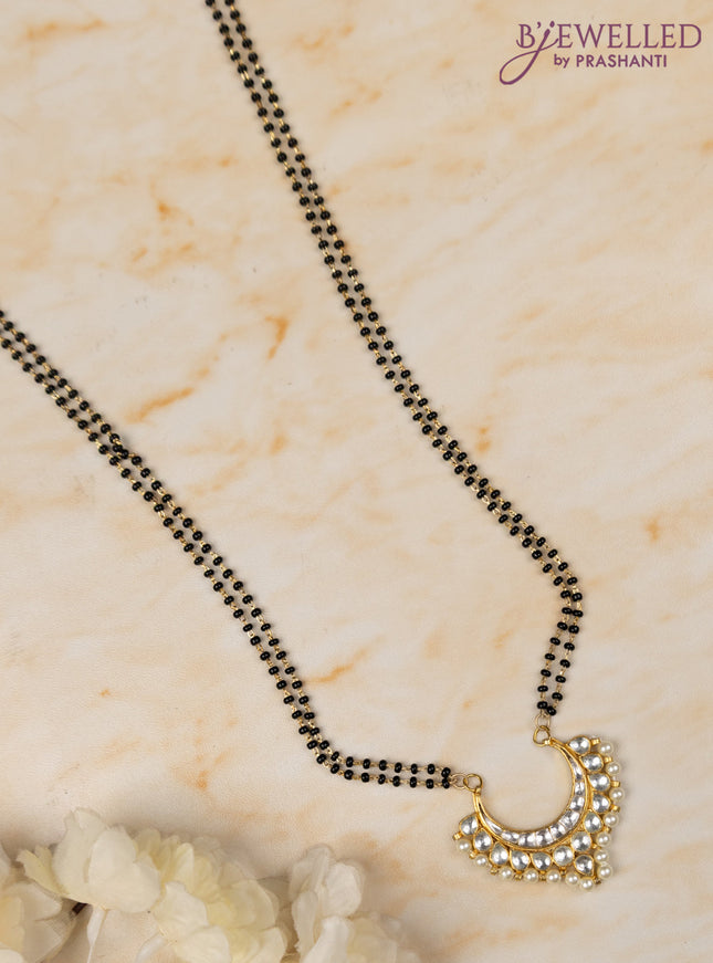 Mangalsutra double layer with kundan stones and pearls without earrings