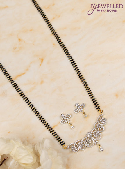 Mangalsutra double layer with cz stones in gold finish