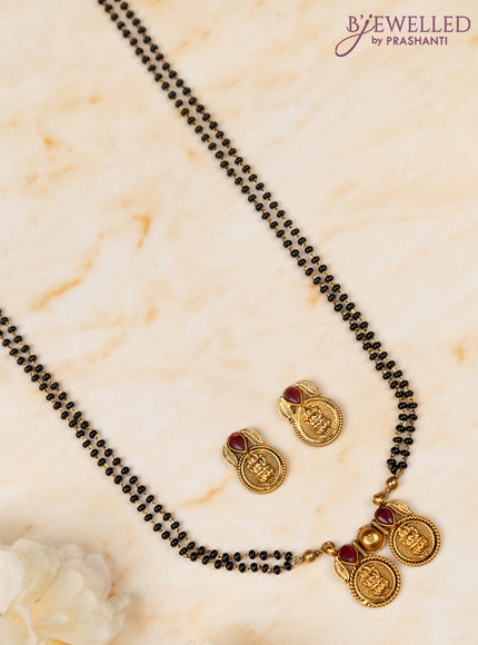 Mangalsutra double layer with lakshmi design and ruby stones